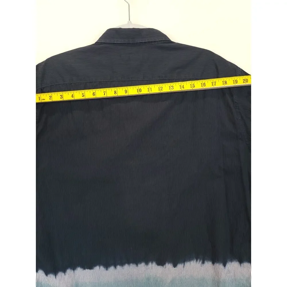 Michael Kors Button Down Shirt Stripe Ombre Men XXL Blue Long Sleeve Casual